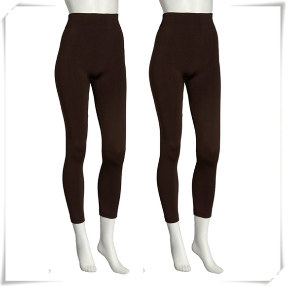Pants - Fleece Winter Warm Leggings ONE SIZE in Brown